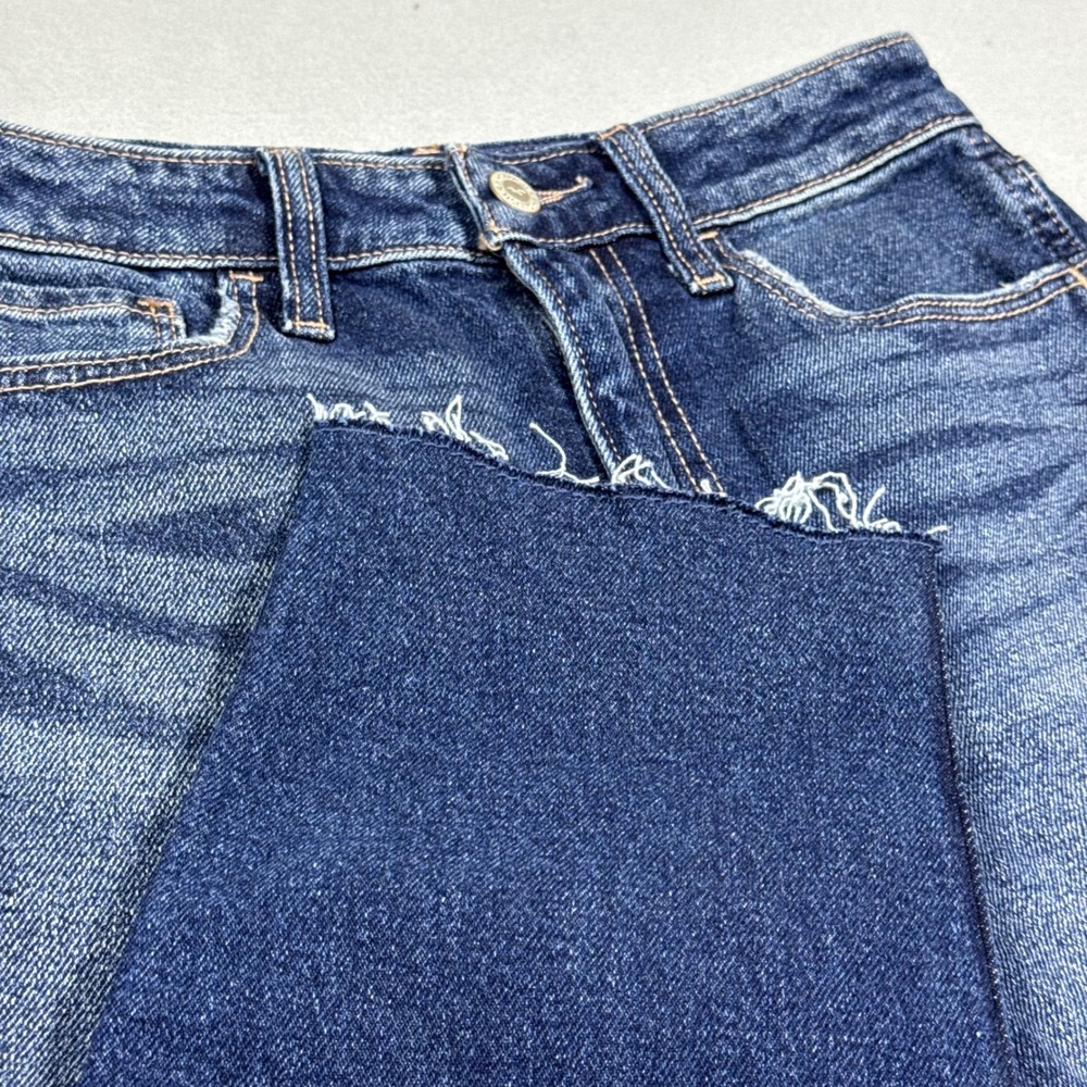 Hollister Ultra High-Rise Mom Jeans Dark Wash Raw Hem Vintage Stretch 1R W25 L27